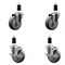 Service Caster 4'' SS Gray Poly Wheel Swivel 1-3/8'' Expanding Stem Caster Set 2 Brakes, 4PK SCC-SSEX20S414-PPUB-2-TLB-2-138 - alternate 1